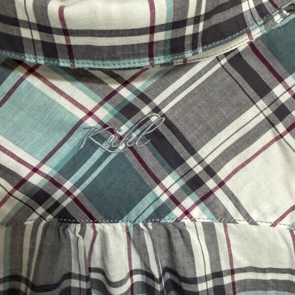 KÜHL Lexi Long-Sleeve Shirt Women’s Medium Gray–Green Plaid UPF 30 EUC - Picture 4 of 12